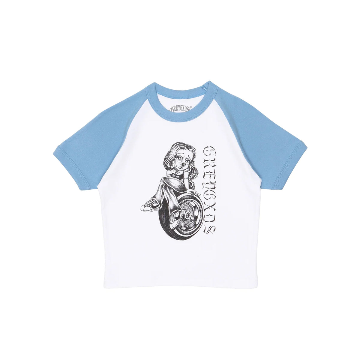Women's "Lady Luck" Raglan Tee- Powder Blue