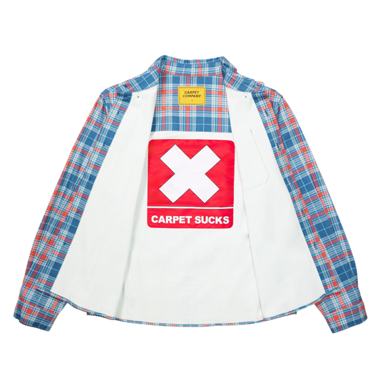 Plaid Denim Button-Up- Baby Blue