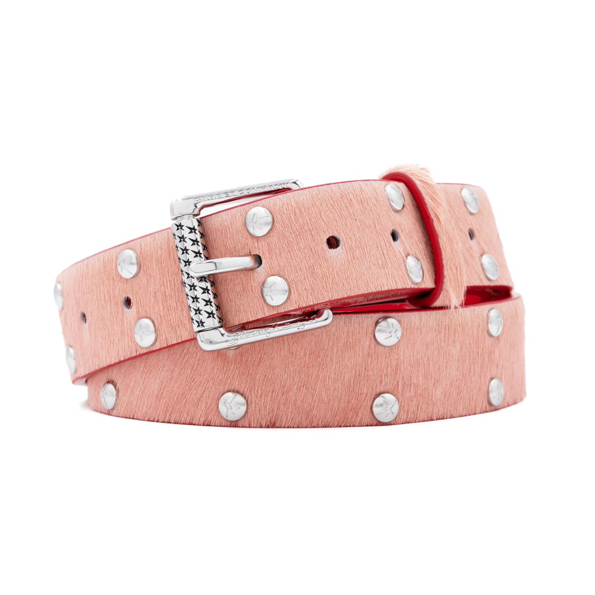 Pony Hair Studded Belt- Pink
