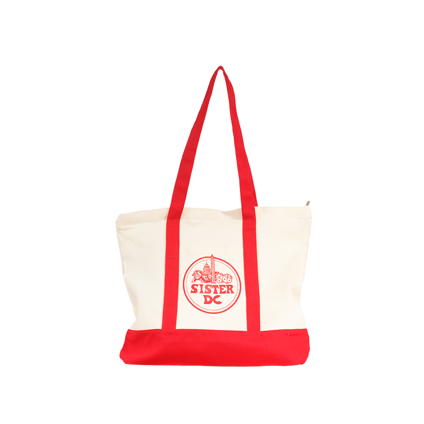 Sister Zip Tote- White/Red