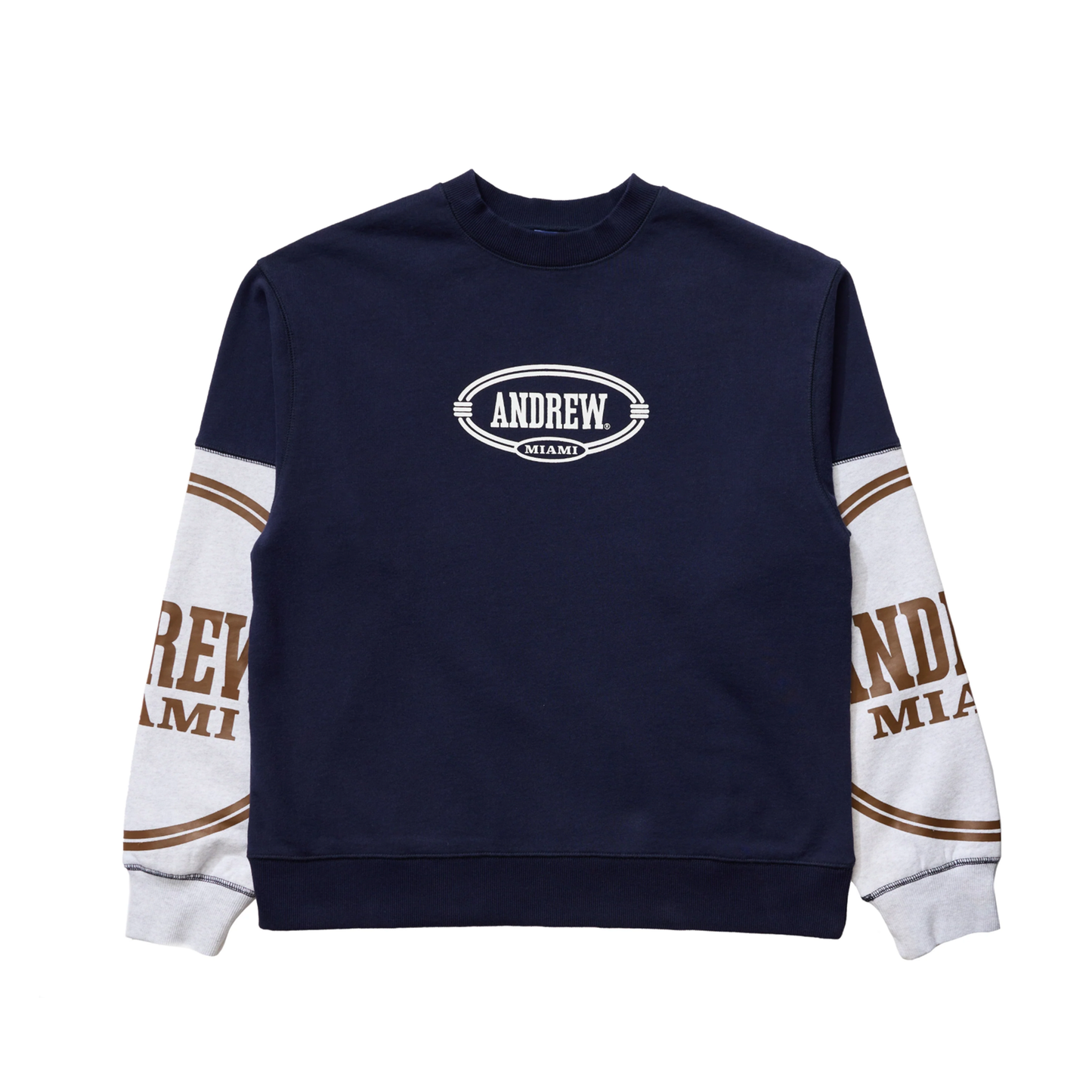 Patchwork Crewneck- Navy