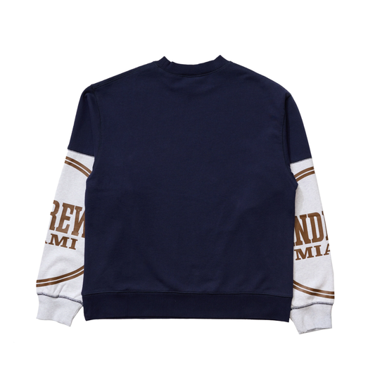 Patchwork Crewneck- Navy