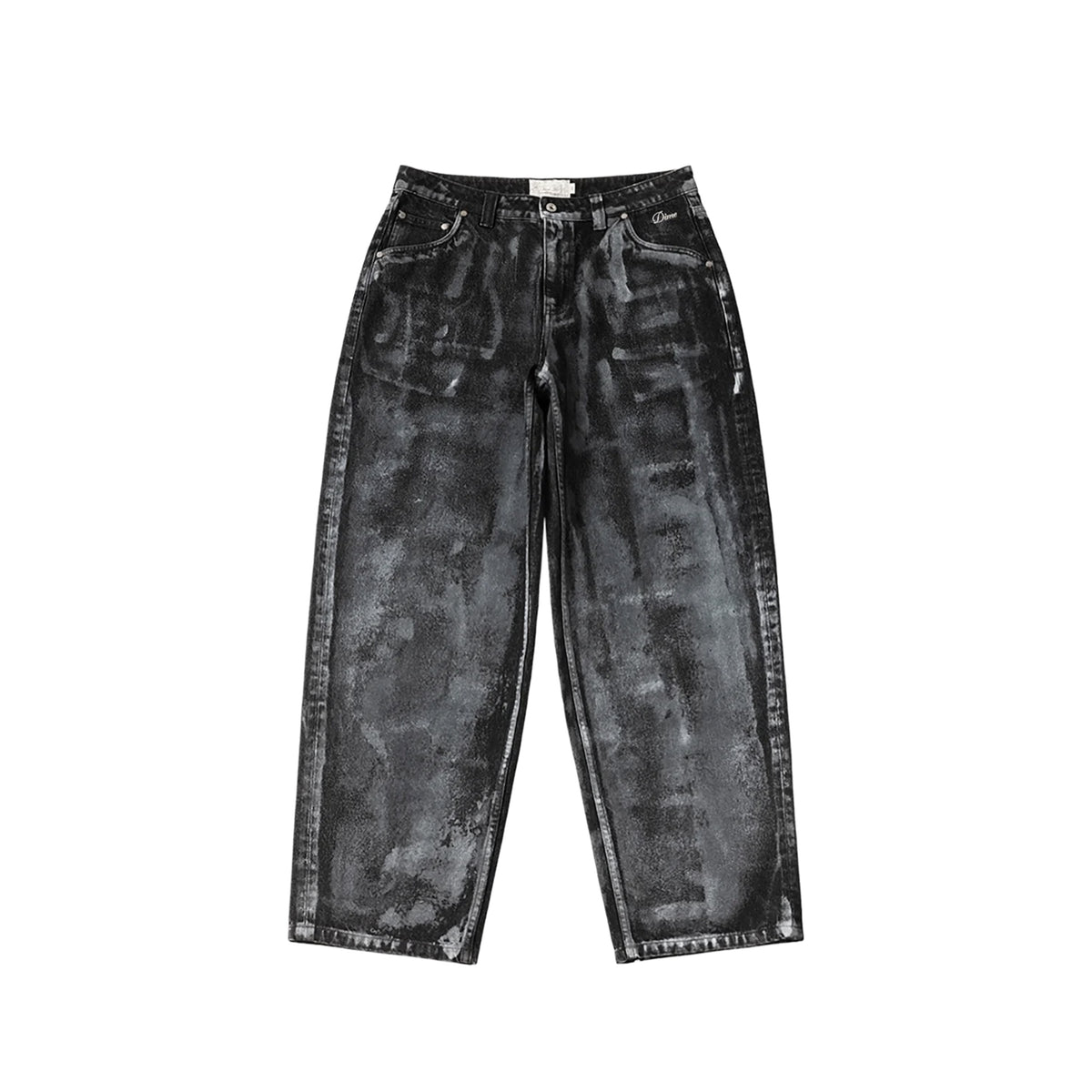Baggy Denim Pants-Black (White Paint)