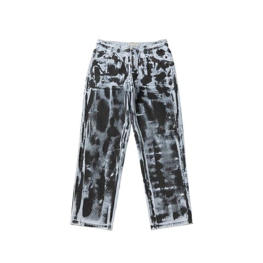 Relaxed Denim Pants- Light Blue (Black Paint)