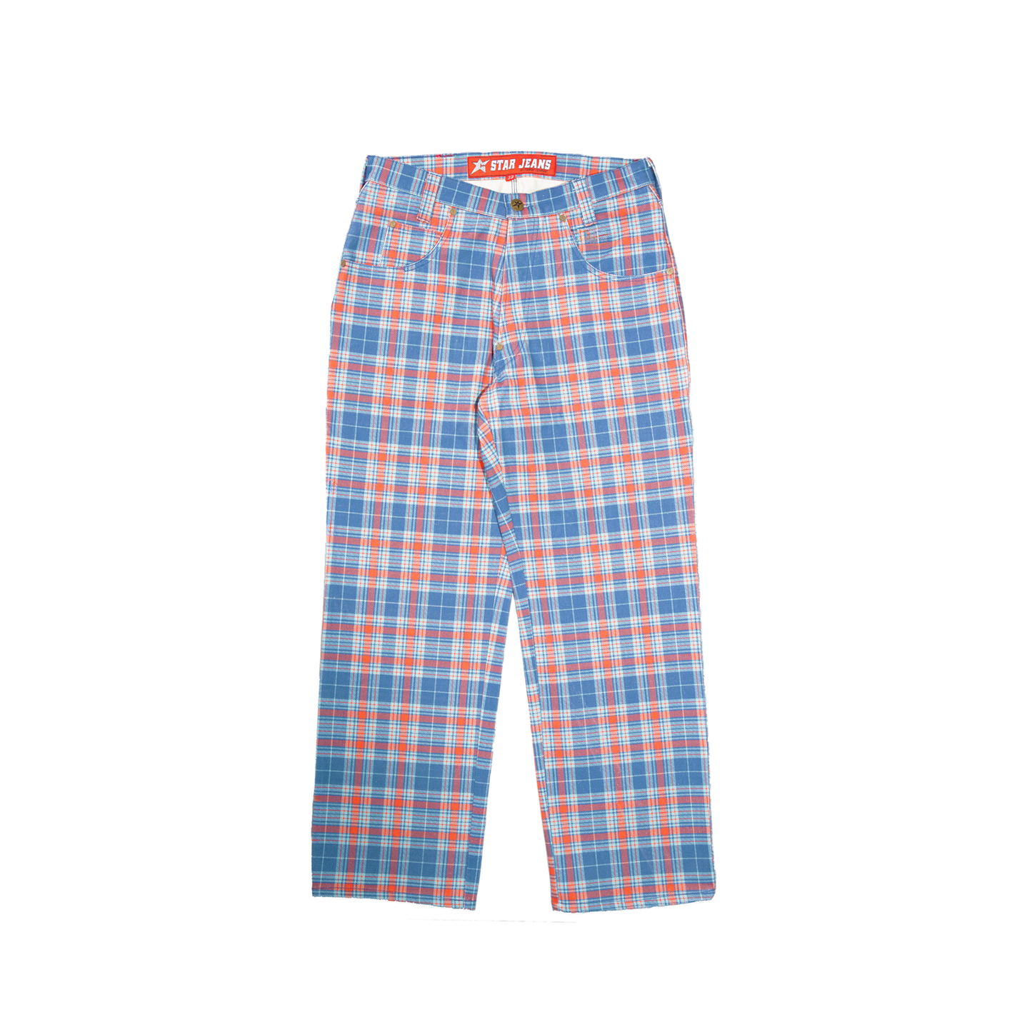 C-Star Plaid Denim Pants - Baby Blue