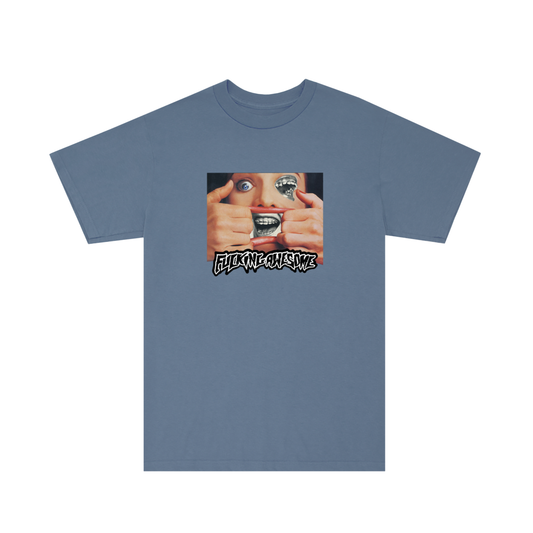 Brace Face Tee- Stone Blue