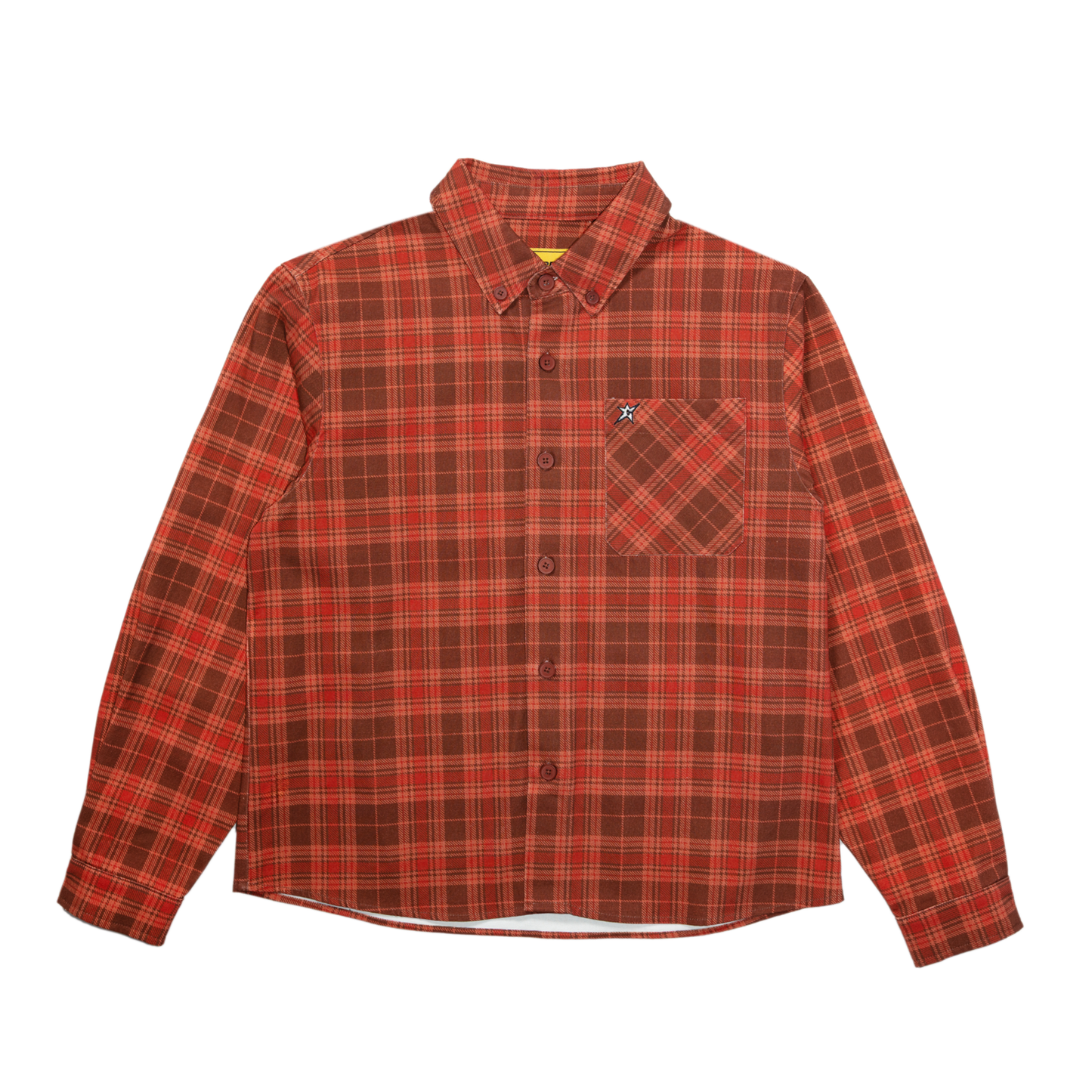 Plaid Denim Button-Up- Light Brown