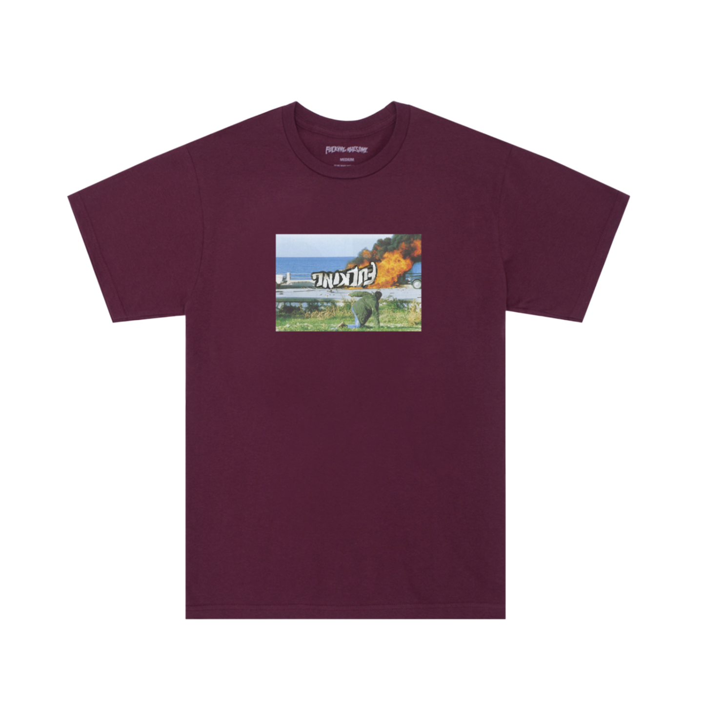 Car Burn Tee- Maroon