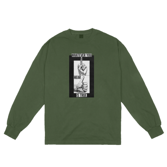 Fingers Up Long Sleeve Tee- Forest Green