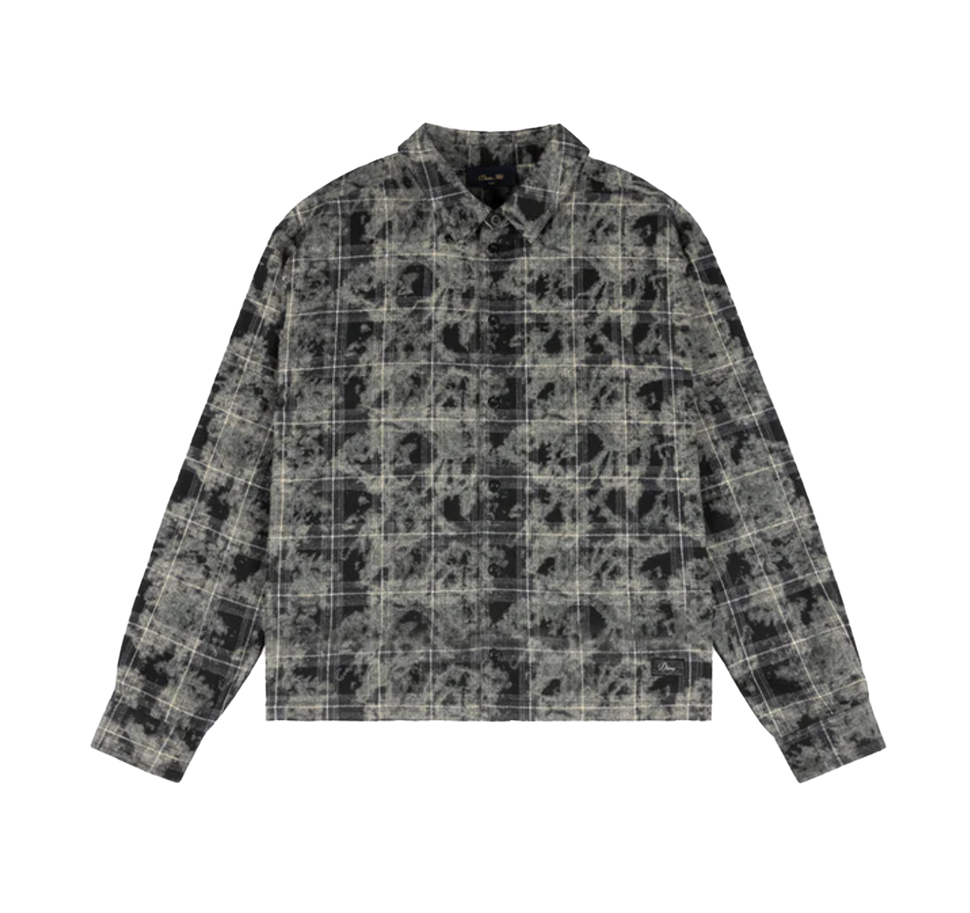 Plaid Flannel Shirt- Bleached Black