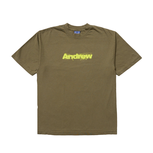 Scratchy Logo Tee- Army