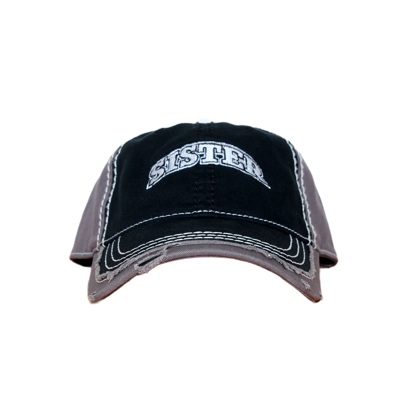 Distressed Arch Cap- Black/Grey