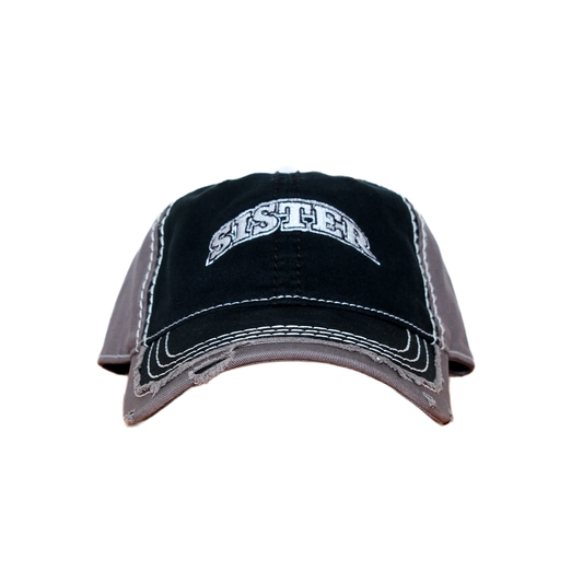 Distressed Arch Cap- Black/Grey