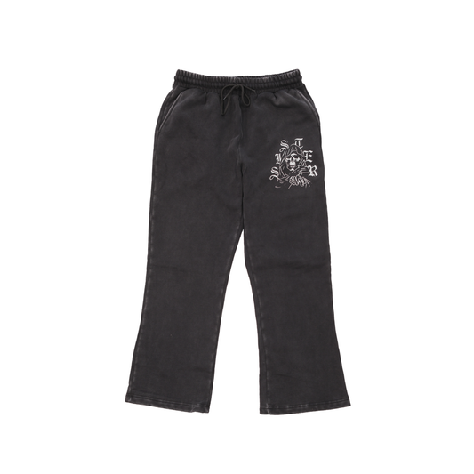 Bad To The Bone Baggy Sweatpants- Washed Black