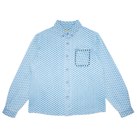 Rhinestone Button Up- Denim