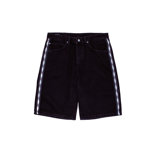 Striped Jean Short- Black