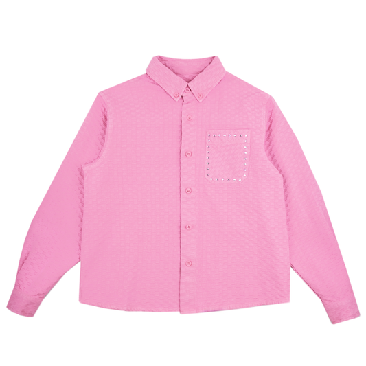 Rhinestone Button Up- Pink
