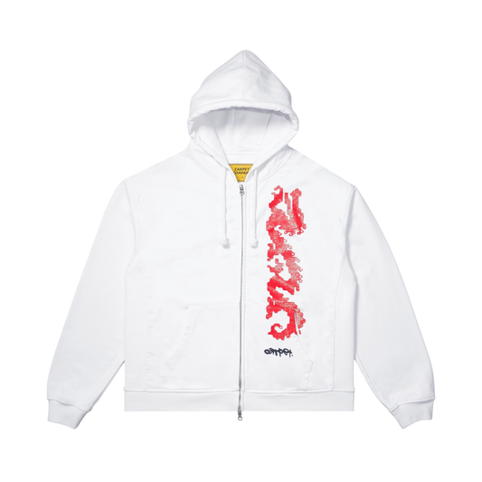 Dragon Hoodzip- White
