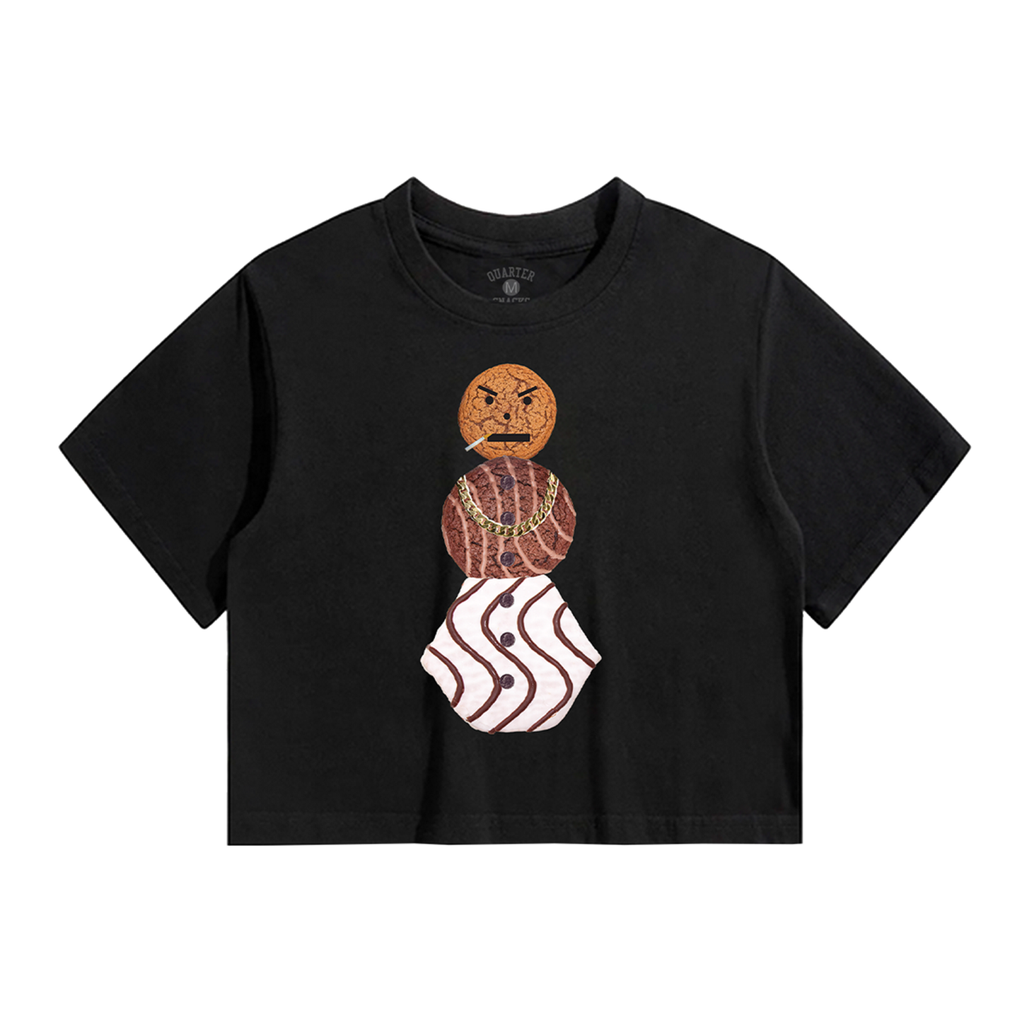 Snackman Women’s Crop Tee- Charcoal
