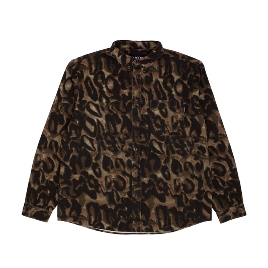 Long Sleeve Button Down- Brown Leopard