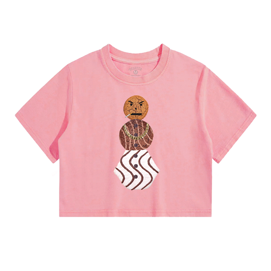 Snackman Women’s Crop Tee- Bubblegum