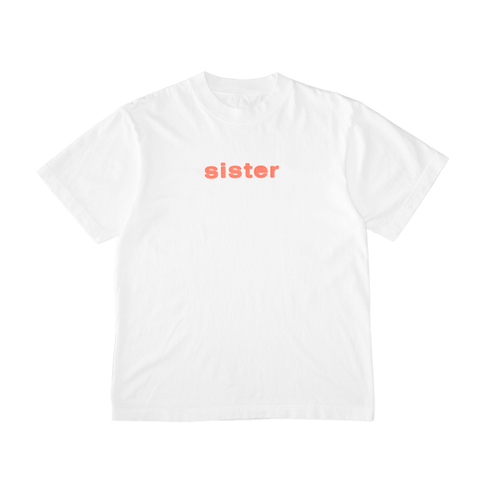 Sister Logo Tee- White (Salmon)