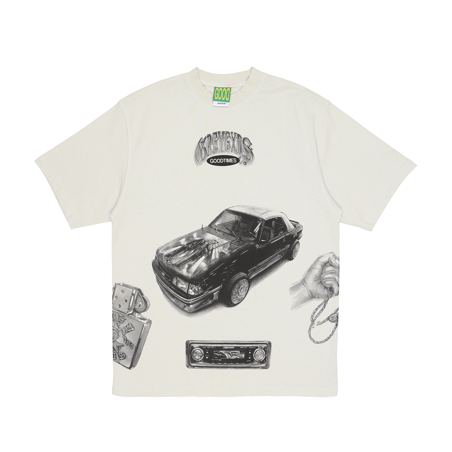 "Good Times" All Over Print Tee- Silver